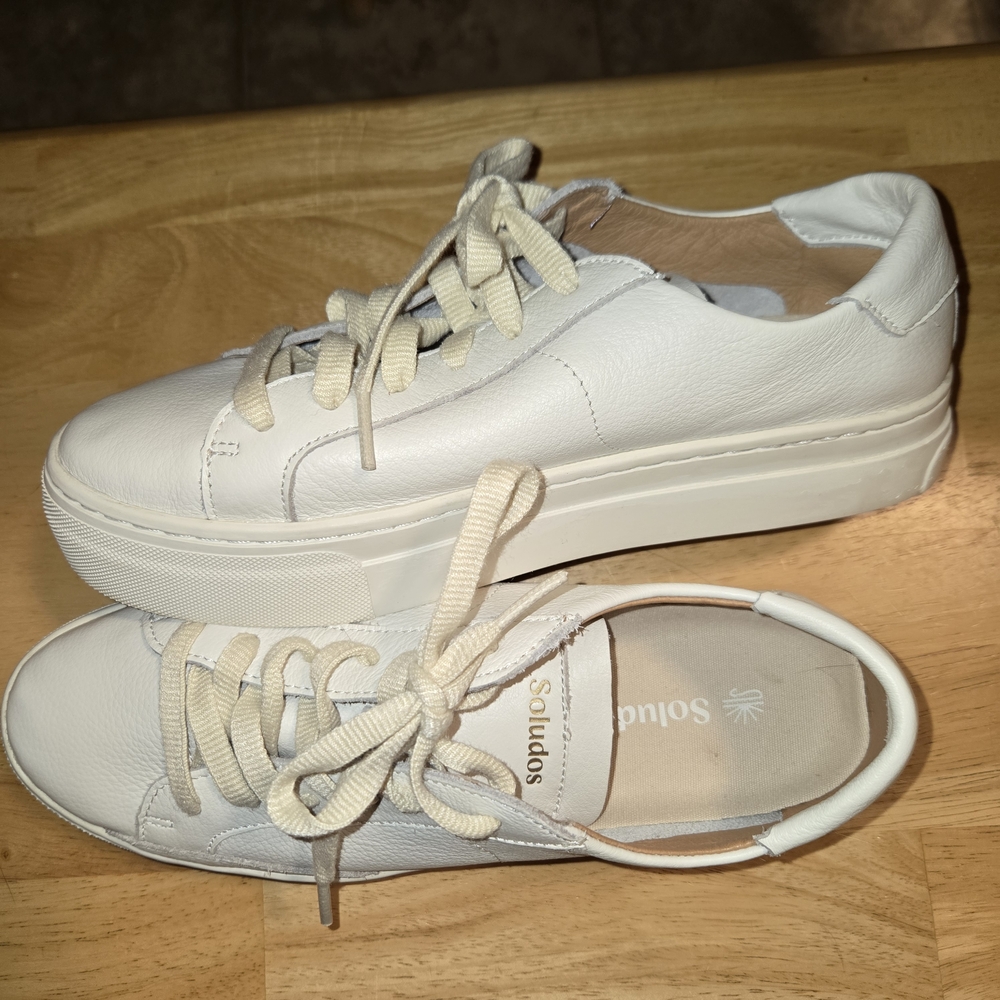 Soludos Women's White Leather Sneakers